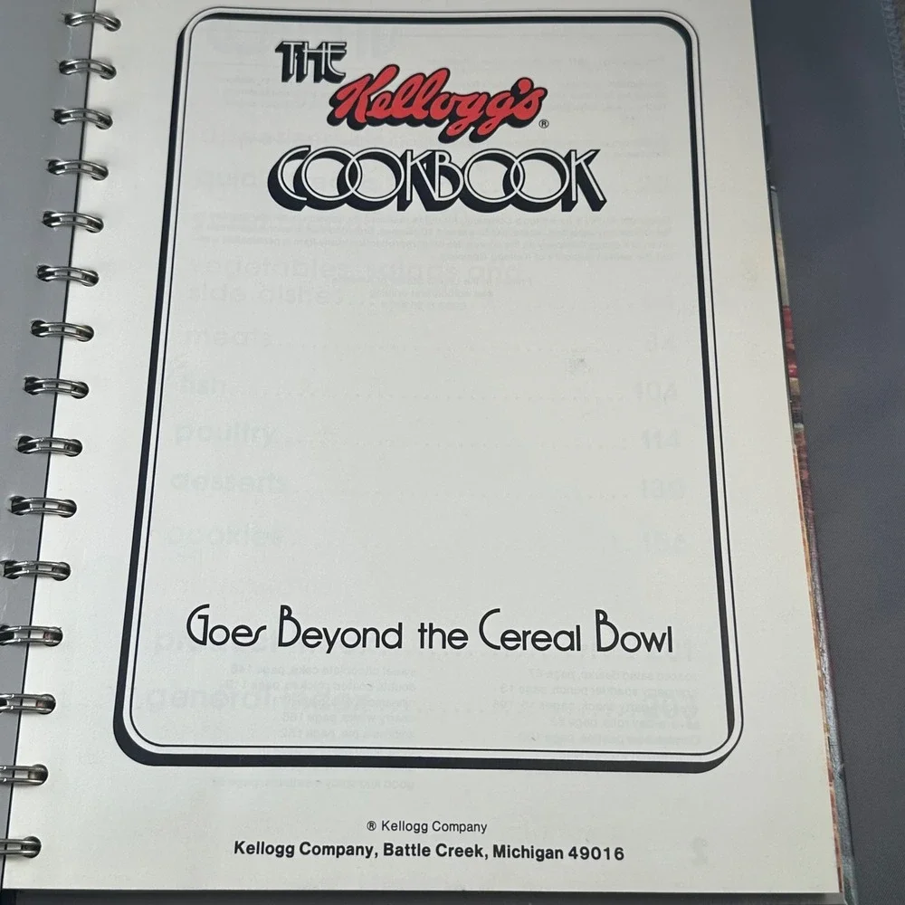 The‎ Kelloggs Cookbook 1st Edition 1978 Goes Beyond the Cereal Bowl Vintage